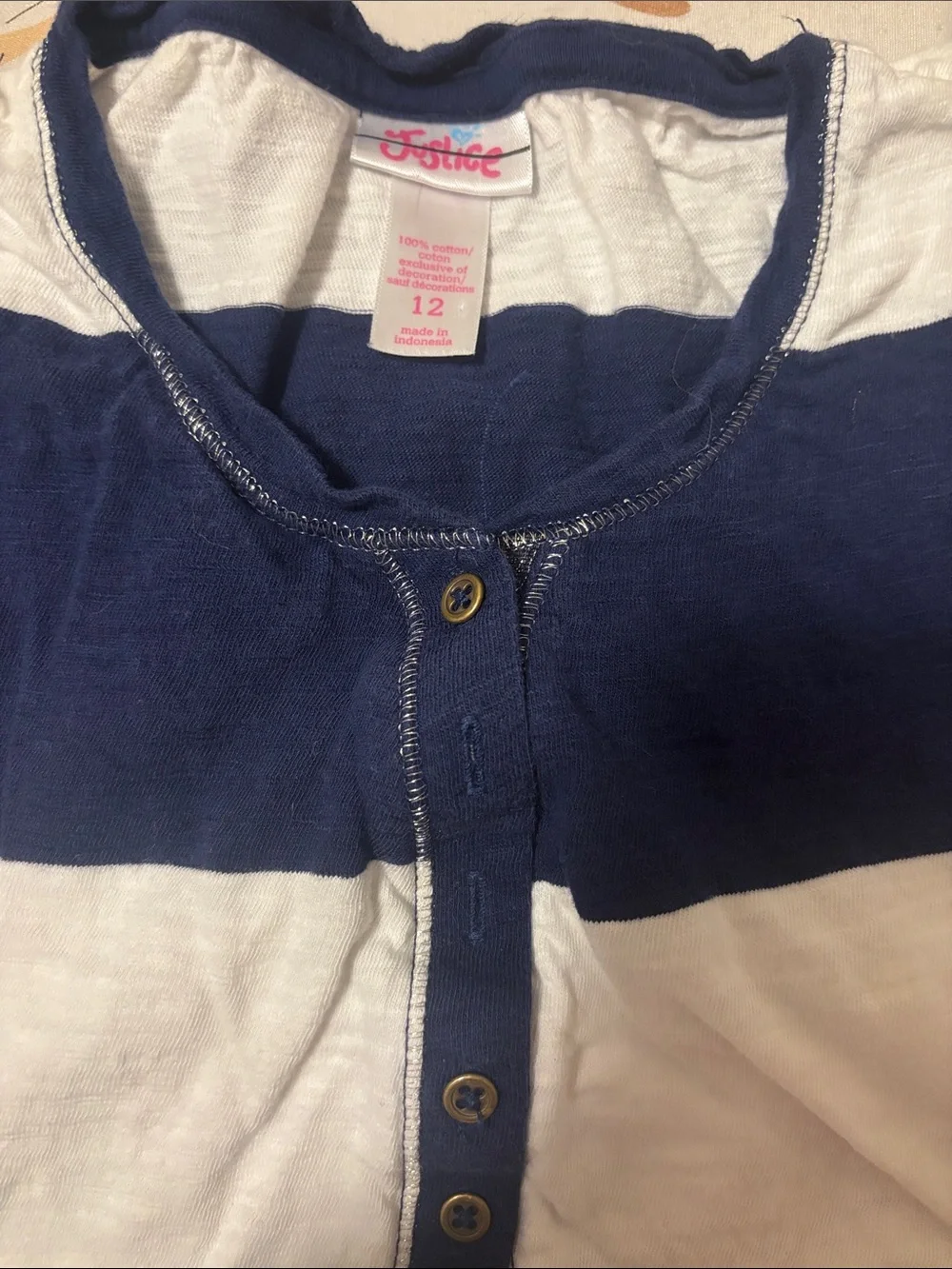 girls white and blue striped justice shirt